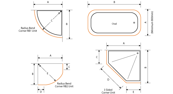 Custom Mactrac Shower Track Common Shapes