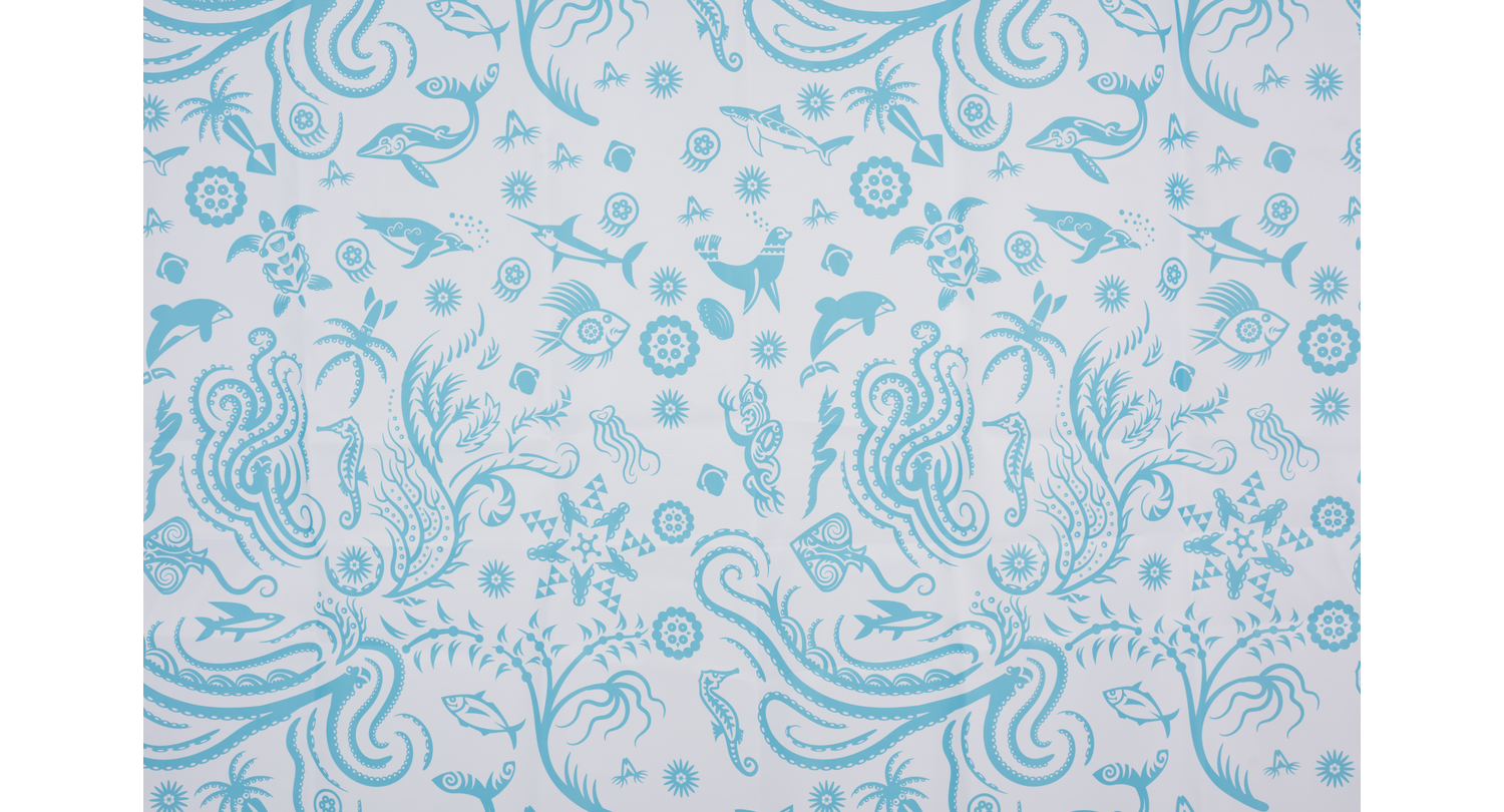 Sea Blue Shower Curtain pattern