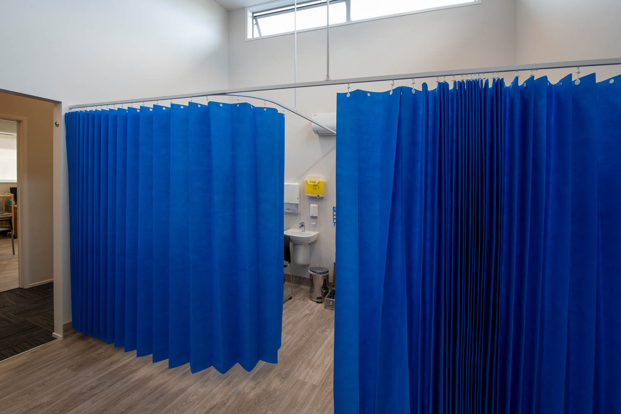 block blue curtain